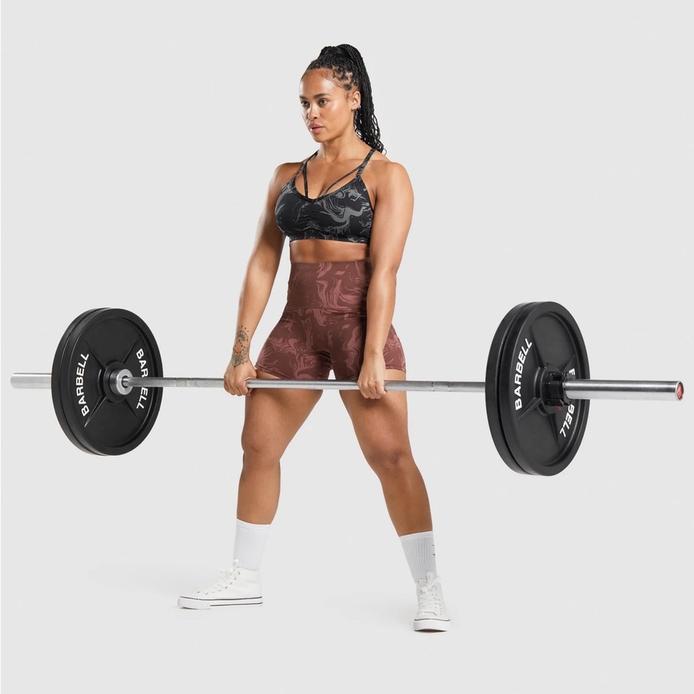 Gymshark Women's High-Waisted Athletic Shorts in Maroon and Black